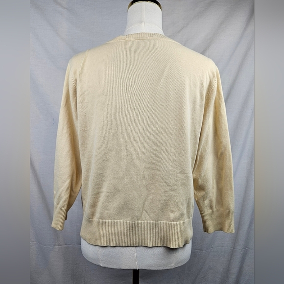 First Issue Liz Claiborne Cream Cardigan With Jewel Buttons Sz M Classic Preppy‎ - Picture 2 of 7